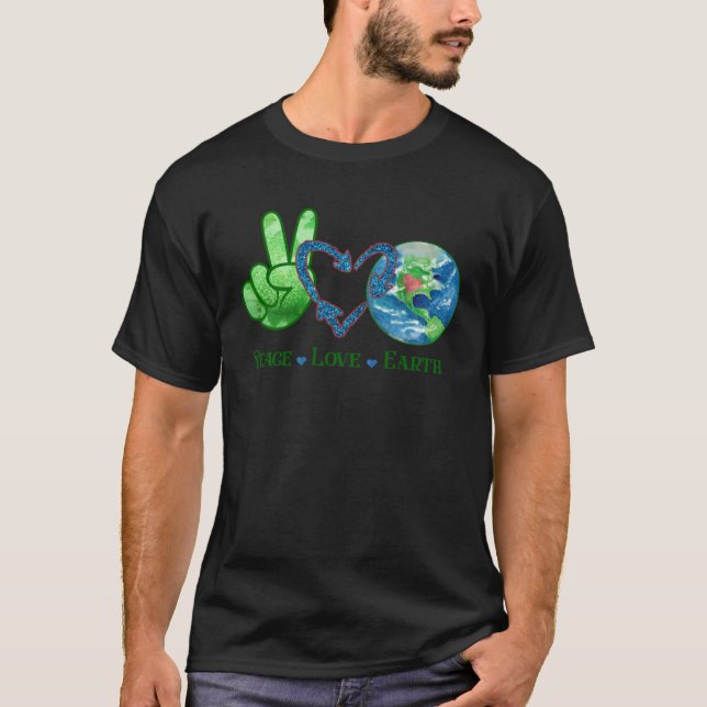 Camiseta Earth Day Peace Love Earth World Peace (Frente)