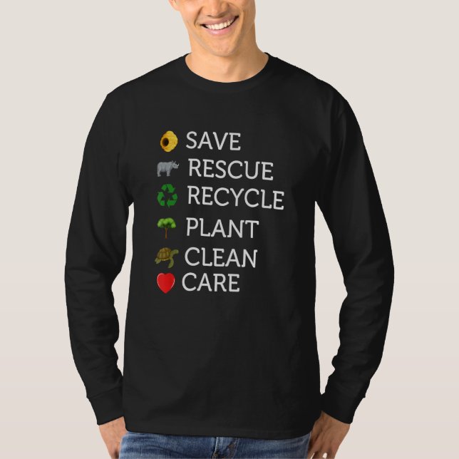 Camiseta Earth Day Save rescue Plant Clean Care Turtle Anim (Frente)
