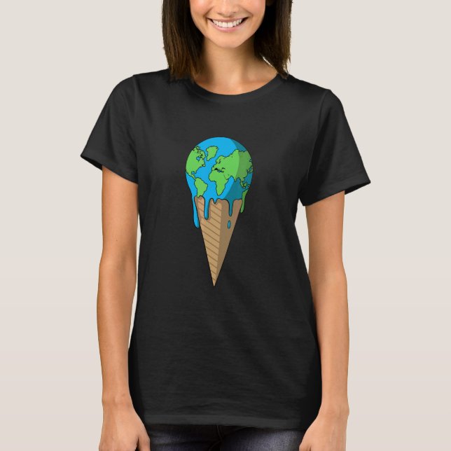 Camiseta Earth Planet in ice cream cone (Frente)
