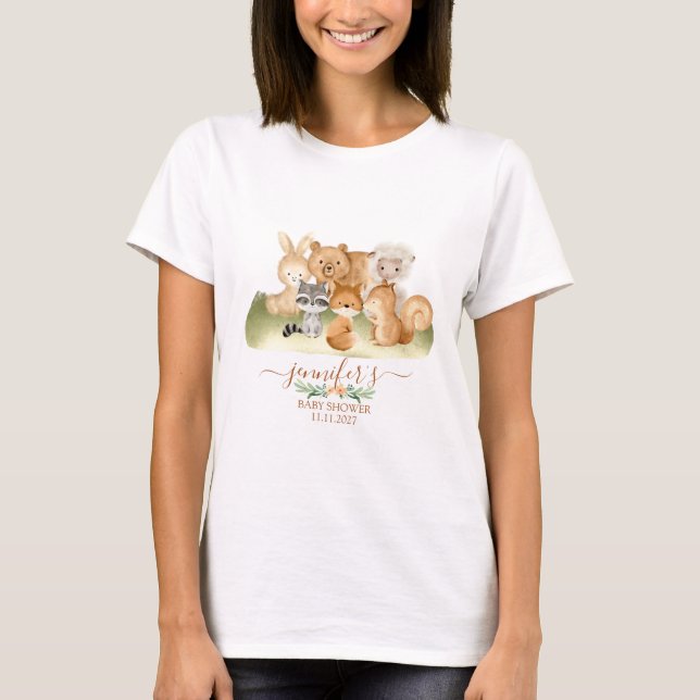 Camiseta Earthy Woodland Animals Baby mommy to be (Frente)