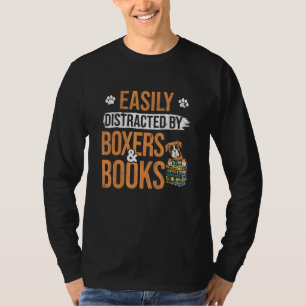 Camiseta Easiliy Distraído Por Livros E Cachorro-Boxer