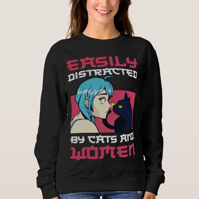 Camiseta Easily distracted by cats and lesbian women (Frente)