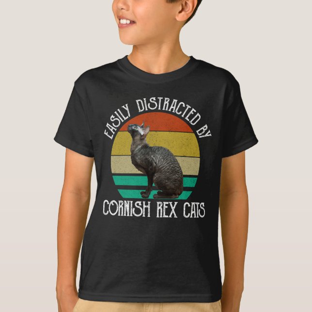 Camiseta Easily Distracted By Cornish Rex Cats (Frente)