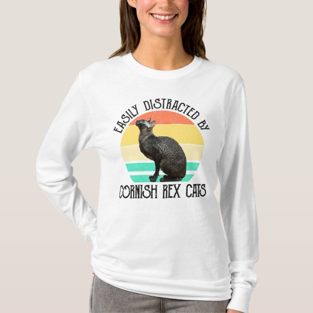 Camiseta Easily Distracted By Cornish Rex Cats (Frente)