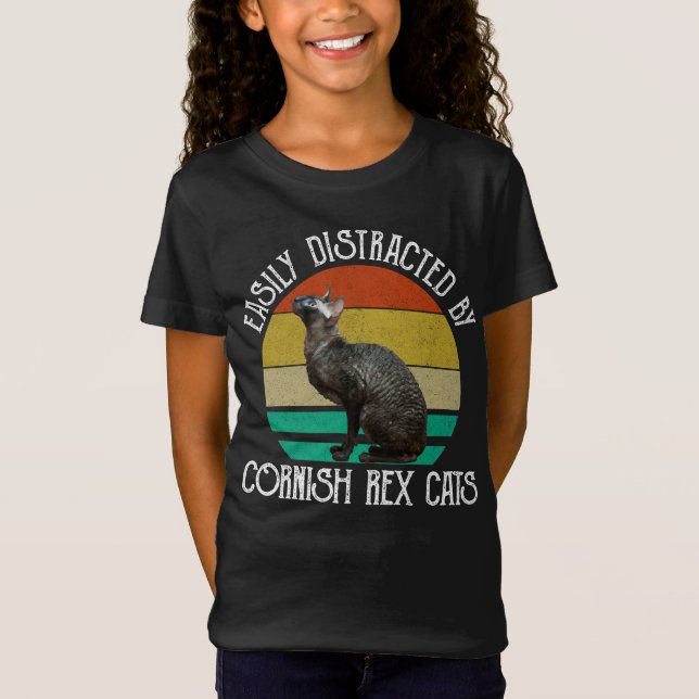 Camiseta Easily Distracted By Cornish Rex Cats (Frente)