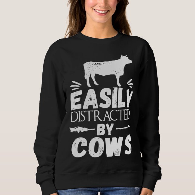Camiseta Easily Distracted By Cows   Cow (Frente)