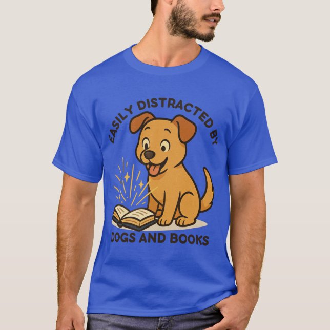 Camiseta Easily Distracted By Dogs And Book boy (Frente)