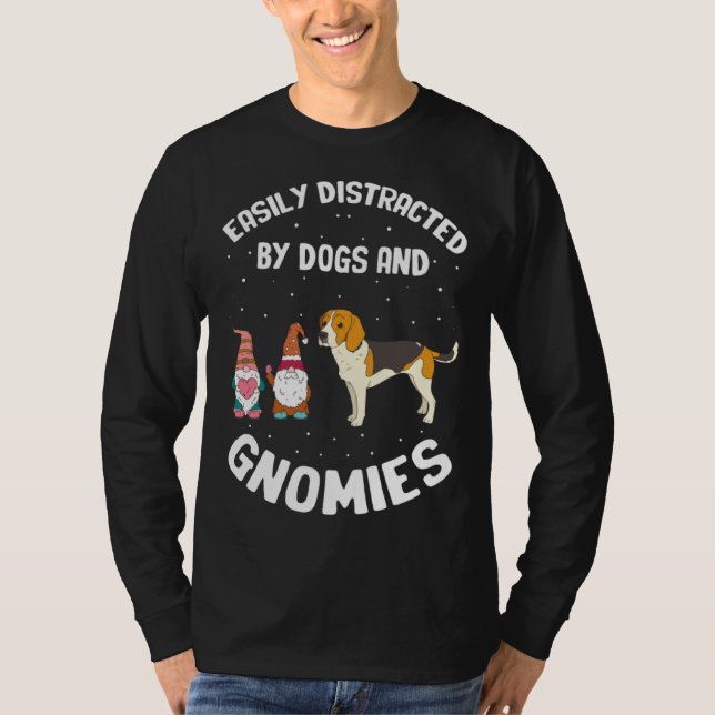 Camiseta Easily Distracted by dogs and gnomies for Gnome Qu (Frente)