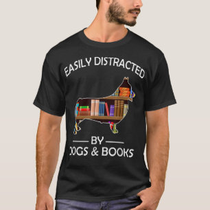 Camiseta Easily Distracted By Dogs & Books Funny Corgi Dog