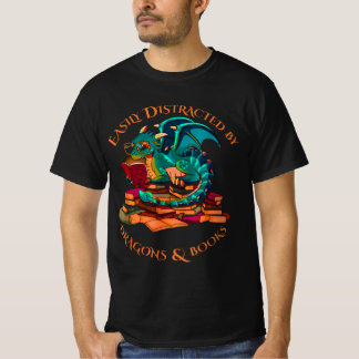 Camiseta Easily Distracted By Dragons And Books