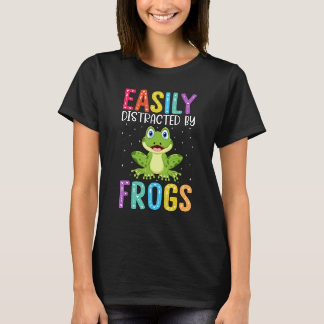 Camiseta Easily Distracted By Frogs  Frog (Frente)