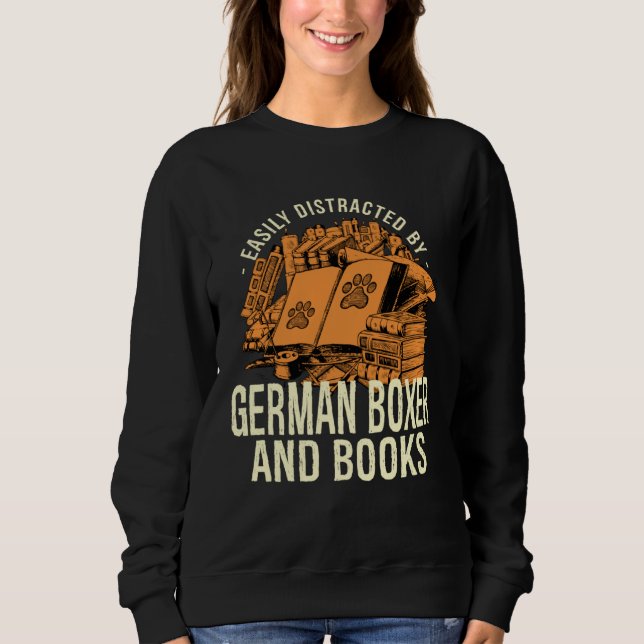 Camiseta Easily Distracted By German Boxer And Books Deutsc (Frente)