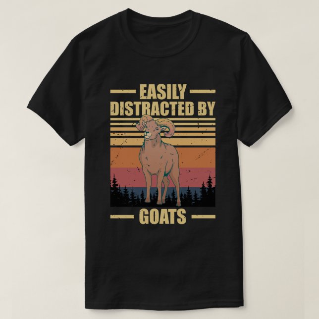 Camiseta easily distracted by GOATS (Frente do Design)