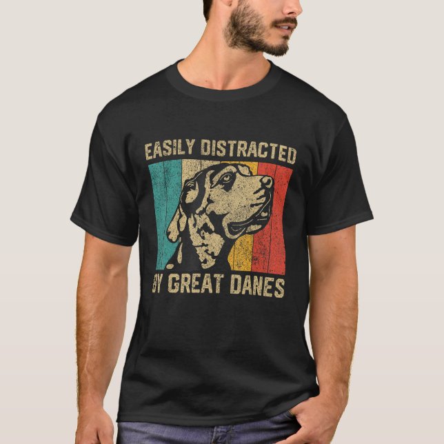 Camiseta Easily Distracted By Great Dane  Great Dane (Frente)