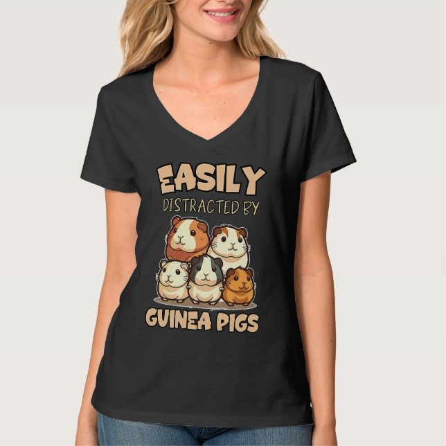 Camiseta Easily Distracted By Guinea Pigs Joke (Frente)