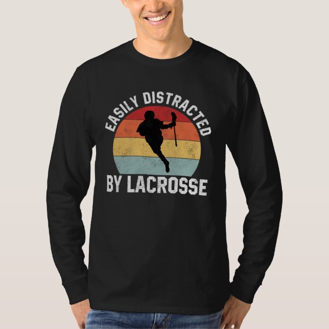 Camiseta Easily Distracted By Lacrosse  Coach Player Sports (Frente)
