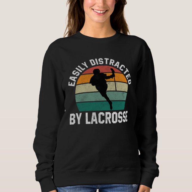 Camiseta Easily Distracted By Lacrosse  Coach Player Sports (Frente)