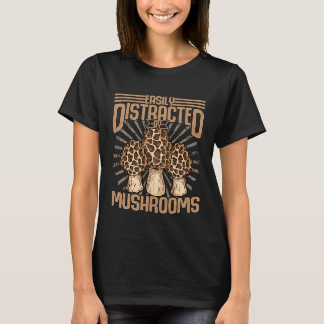 Camiseta Easily Distracted By Mushroom  Morel Hunting Graph (Frente)