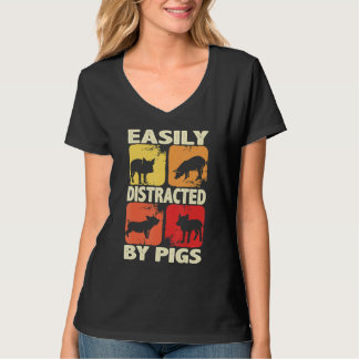Camiseta Easily Distracted By Pigs, Funny Farm Animal Lover