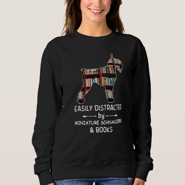 Camiseta Easily Distracted By Schnauzer And Books Dog  Libr (Frente)