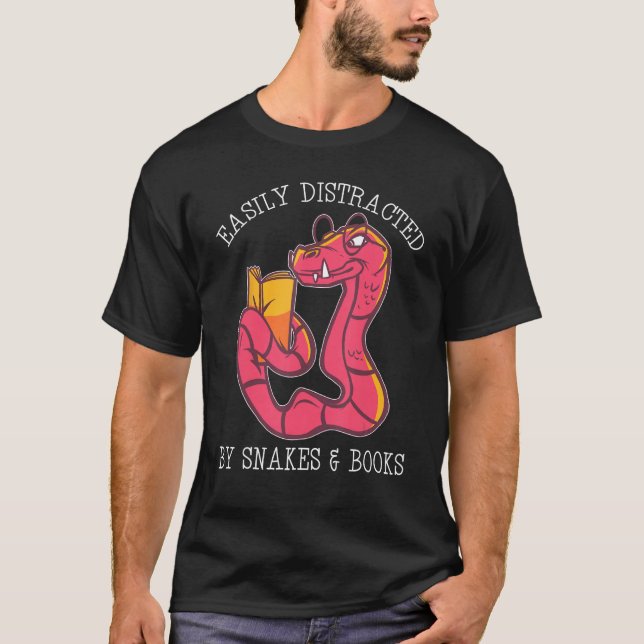 Camiseta Easily Distracted By Snake And Books Python Viper  (Frente)