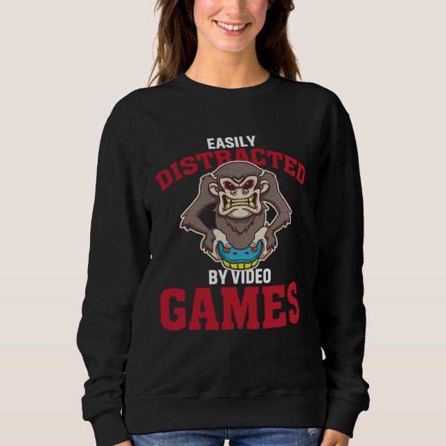 Camiseta Easily Distracted By Video Games  Video Gamer  1 (Frente)