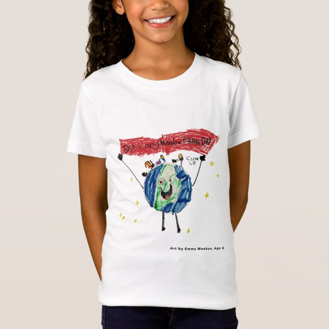 Camiseta East Longmeadow Earth Day Kids Tee (Garotas) (Frente)
