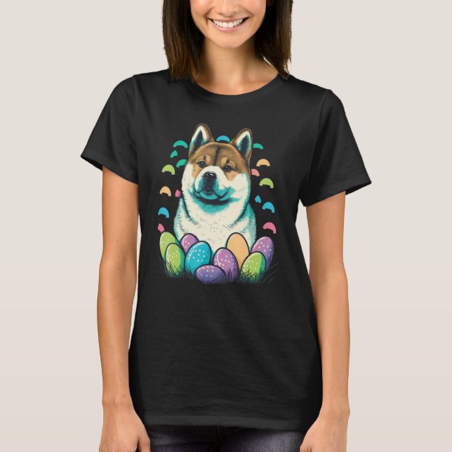 Camiseta Easter Akita Inu Bunny Eggs Dog on Easter Akita In (Frente)