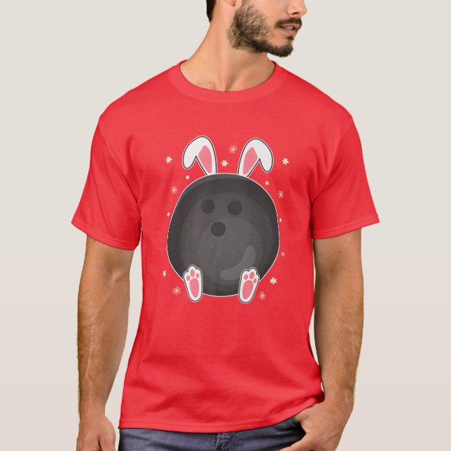 Camiseta Easter Bowling Ball Bunny Ears Easter Bowling Play (Frente)
