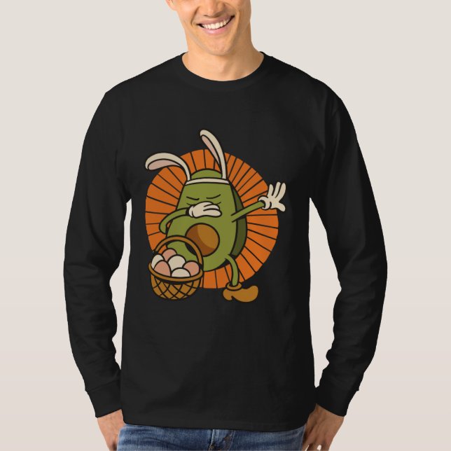 Camiseta Easter Bunny Avocado with Rabbit Ears and Basket o (Frente)