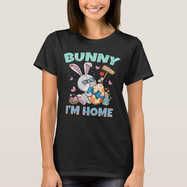 Camiseta Easter Bunny I m Home Husband Wife Matching (Frente)