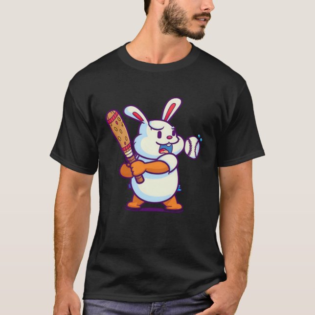 Camiseta Easter Bunny Playing Baseball Baseball Easter (Frente)