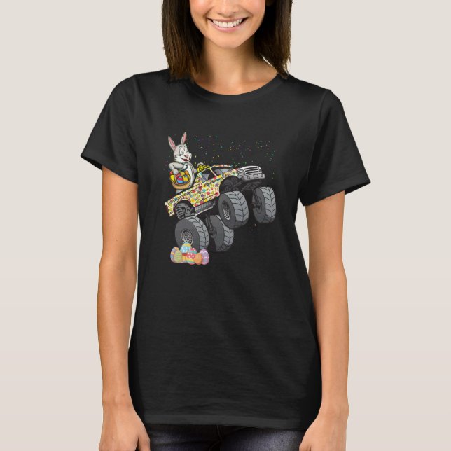Camiseta Easter Bunny Riding Monster Truck Cute Boys Kids T (Frente)