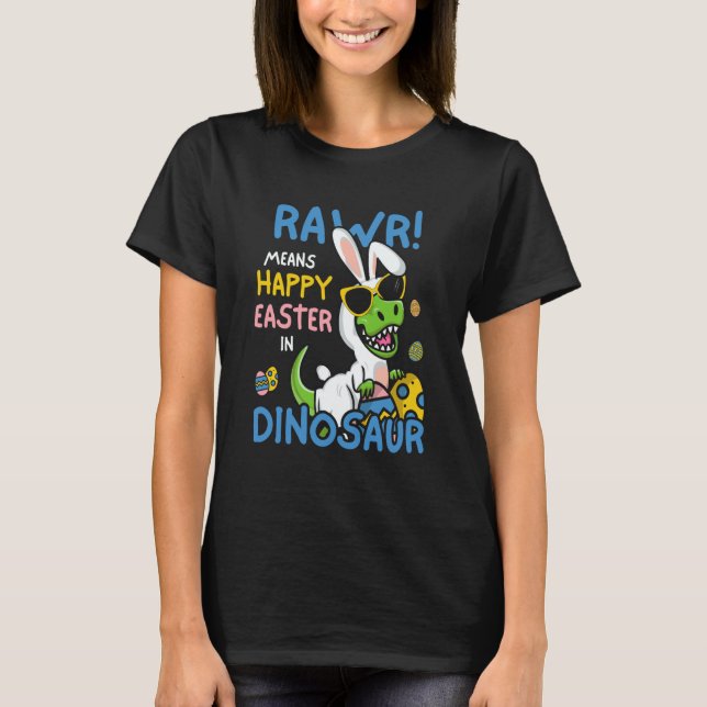 Camiseta Easter Bunny Saurus Rex Kids Dinosaur Easter (Frente)