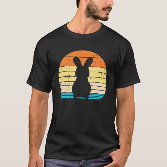 Camiseta Easter Bunny Silhouette Sunset Retro Rabbit Men (Frente)