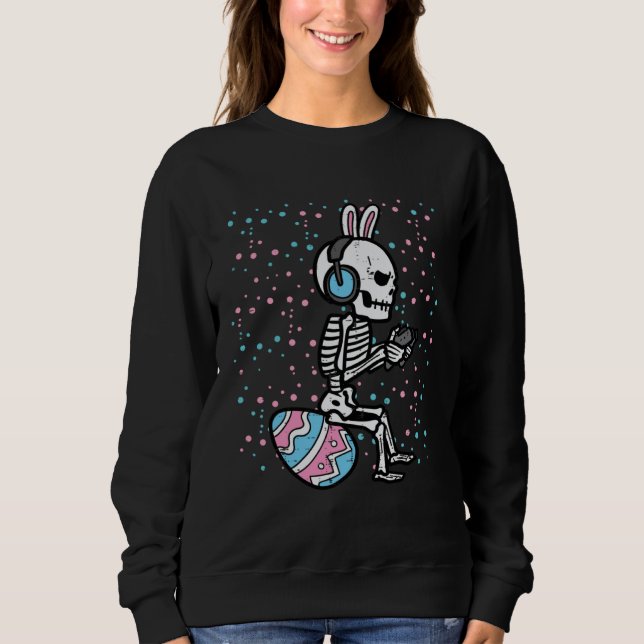 Camiseta Easter Bunny Skeleton Gamer Funny Gaming Boys Kids (Frente)