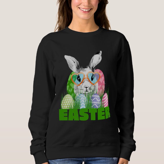 Camiseta Easter Bunny with Glasses Egg Hunting (Frente)