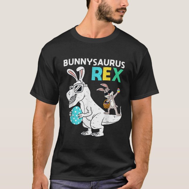 Camiseta Easter Bunnysaurus T Rex Dino Dabbing Rabbit Boys  (Frente)