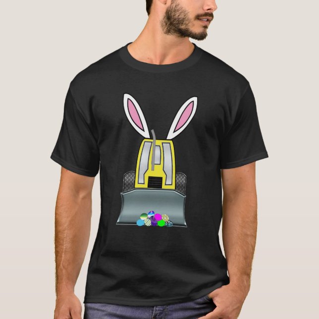 Camiseta Easter Construction Bulldozer Bunny for Egg Hunt (Frente)