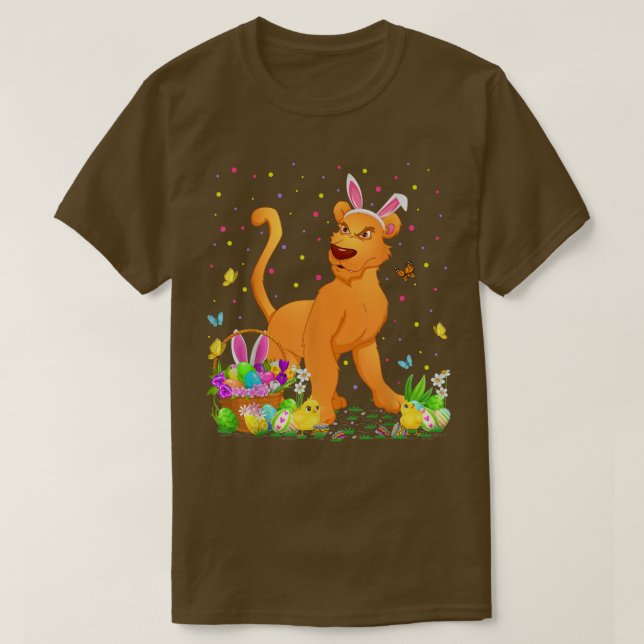 Camiseta Easter Cougar Bunny Egg Hunting Cougar Easter Sund (Frente do Design)