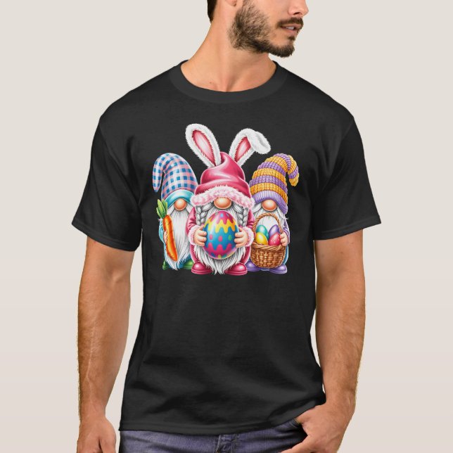 Camiseta Easter Cute Gnomes Crew Bunny Ears Egg Hunt  (Frente)