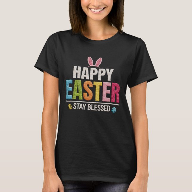 Camiseta Easter Day Bunny Eggs Xadrez Leopardo (Frente)
