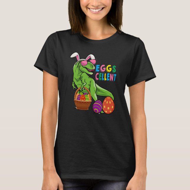 Camiseta Easter Dinosaur Bunny rex Boys Girls Kids Eggs Cel (Frente)
