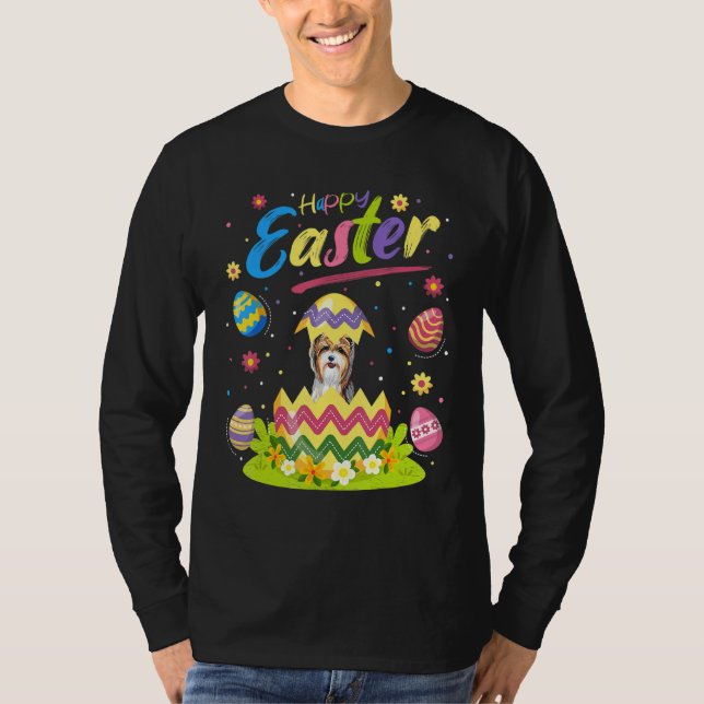 Camiseta Easter Egg Yorkshire Terrier Dog Felz pascoa (Frente)