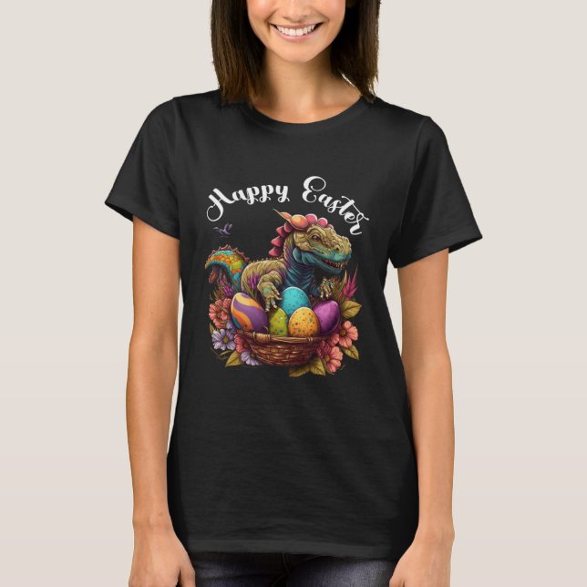 Camiseta Easter Eggs Dino Rex Happy Easter Egg Happy Easter (Frente)