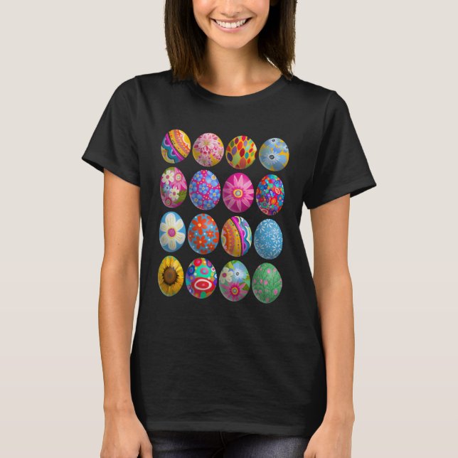 Camiseta Easter Eggs spring flowers colorful fun (Frente)