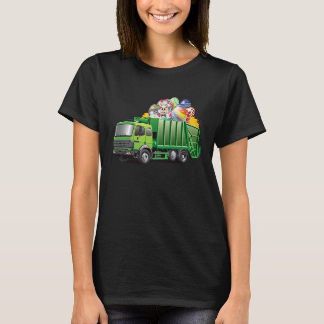 Camiseta Easter Garbage Truck Eggs Funny Easter Day For Boy (Frente)