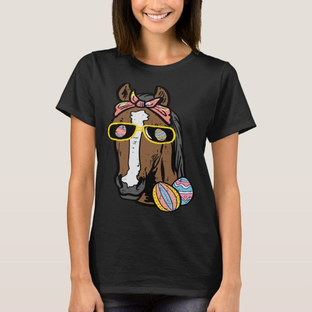 Camiseta Easter Horse Face Cowgirl Equestrian Women Girls K (Frente)