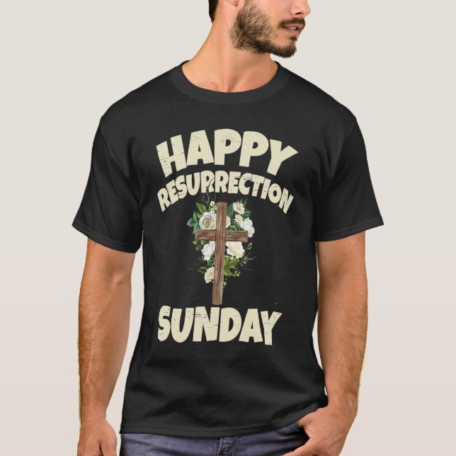 Camiseta Easter Jesus Happy Resurrection Sunday Egg Rabbit  (Frente)