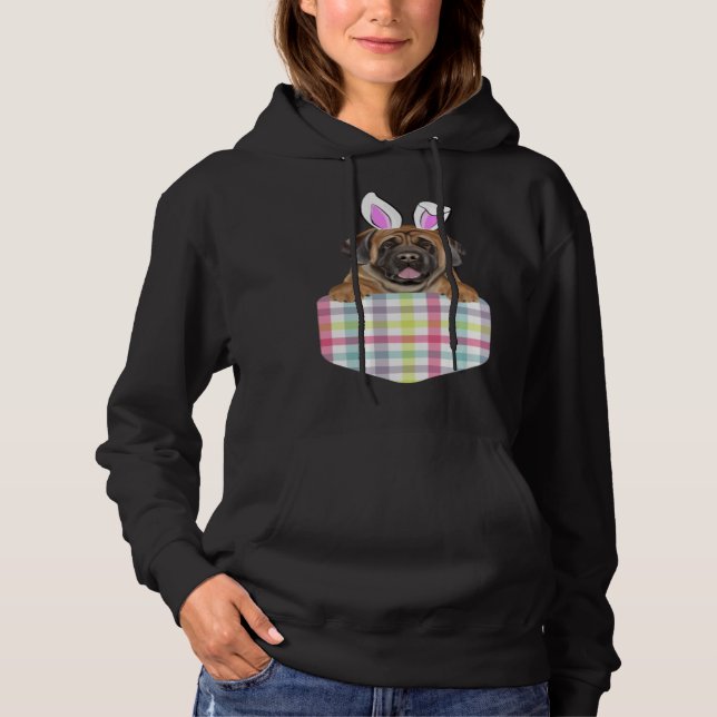 Camiseta Easter Plaid Mastiff Bunny Dog In Pocket (Frente)